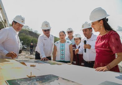 Indira y Claudia supervisan avances de presa derivadora de Armería; invierten más de 270 mdp