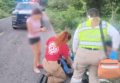 CRUM y PC Coquimatlán atienden a 6 personas lesionadas tras accidente de motocicleta en Coquimatlán