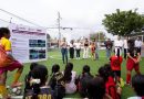 Indira Vizcaíno entrega cancha de usos múltiples en Santa Bárbara y de fútbol rápido en Francisco I. Madero