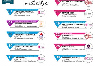 Junta de Asistencia Privada de Colima presenta calendario de eventos con causa en Octubre