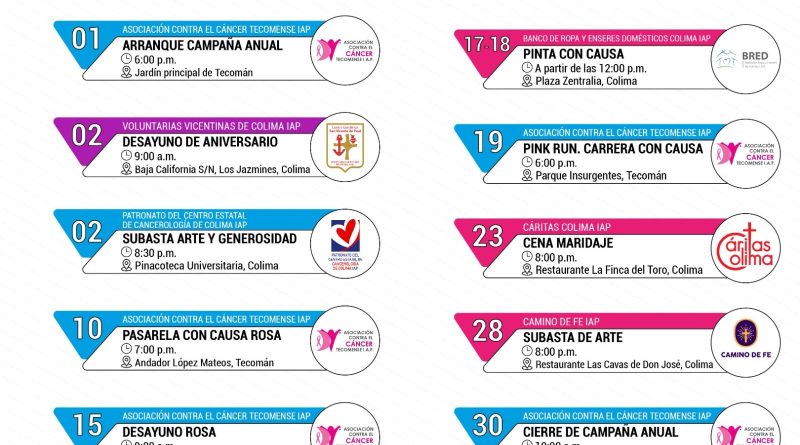 Junta de Asistencia Privada de Colima presenta calendario de eventos con causa en Octubre